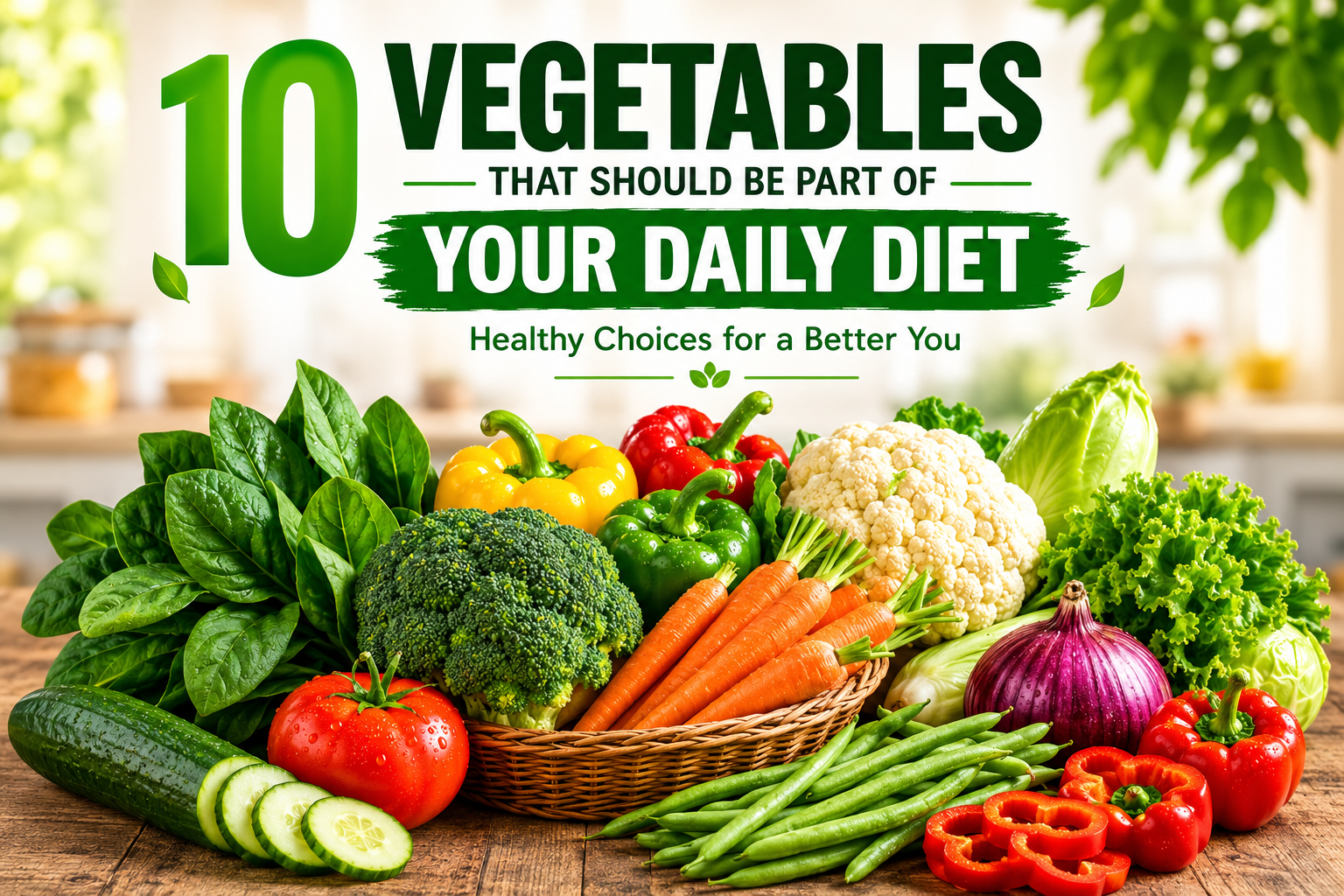 10 colourful healthy vegetables arranged together